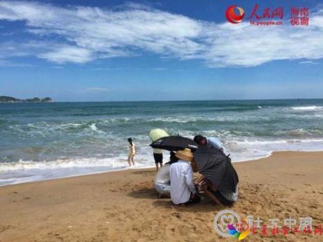 海南万宁村民自发救助岸边搁浅海豚
